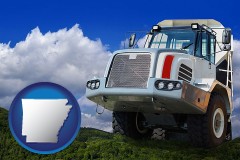 arkansas map icon and a heavy-duty truck