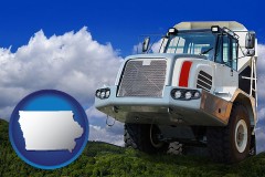 iowa map icon and a heavy-duty truck