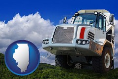 illinois map icon and a heavy-duty truck