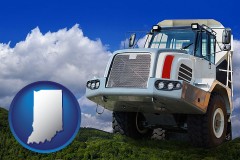 indiana map icon and a heavy-duty truck
