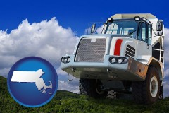 massachusetts map icon and a heavy-duty truck