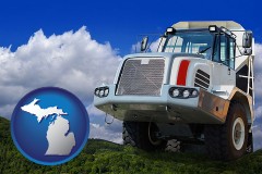 michigan map icon and a heavy-duty truck