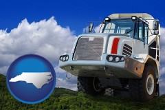 north-carolina map icon and a heavy-duty truck