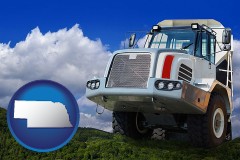 nebraska map icon and a heavy-duty truck