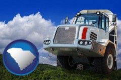 south-carolina map icon and a heavy-duty truck