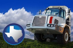 texas map icon and a heavy-duty truck