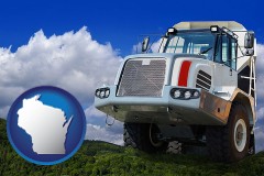 wisconsin map icon and a heavy-duty truck